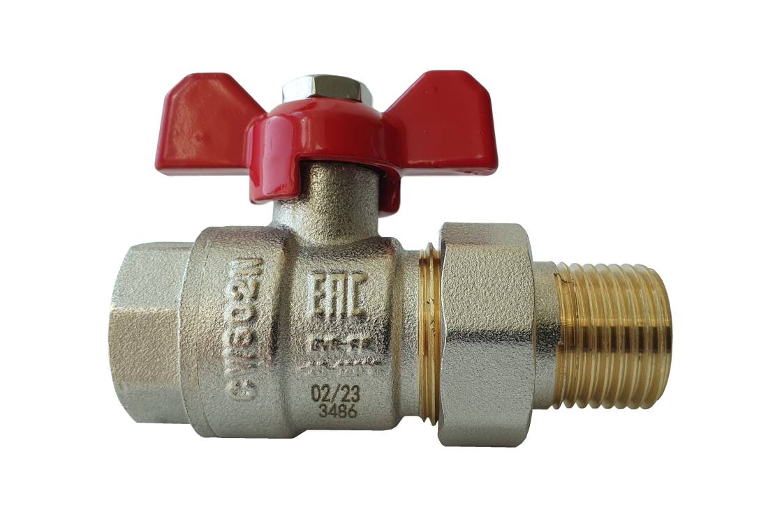 Ридан 065B8303RG — BVR-FR кран шаровой ГОСТ Р 59553 с накидной гайкой и ниппелем, DN15; PN40